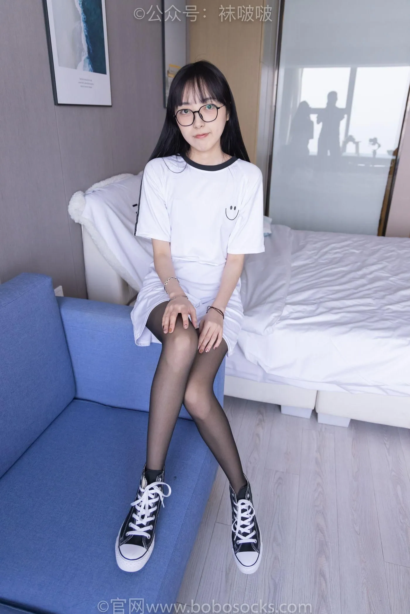 [BoBoSocks袜啵啵]NO.067 稚予-匡威帆布鞋、黑丝 [125P]插图8